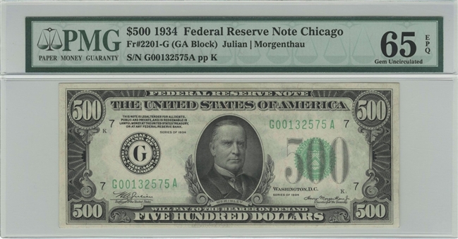 1934 $500 Federal Reserve Note – PMG 65